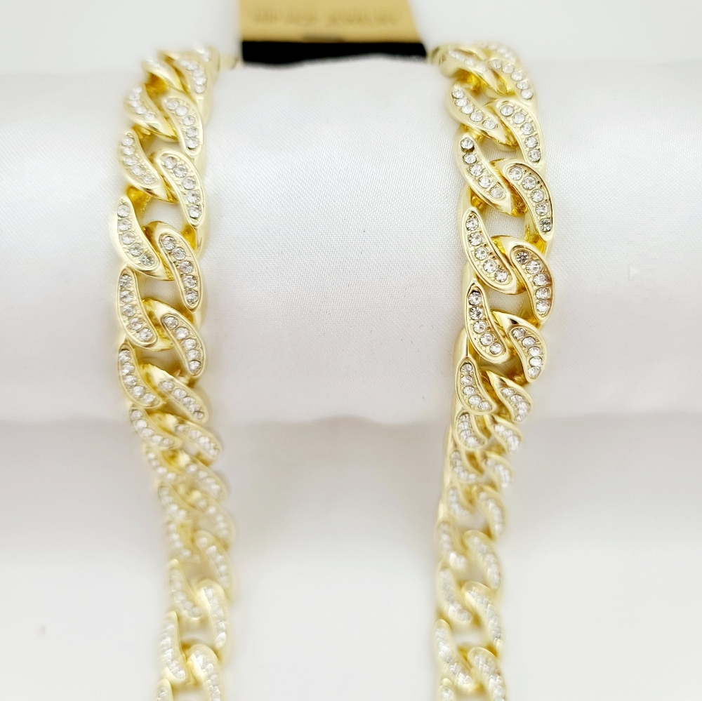 14K Gold plated hip hop bling bling necklace. New - Picture 3 of 6